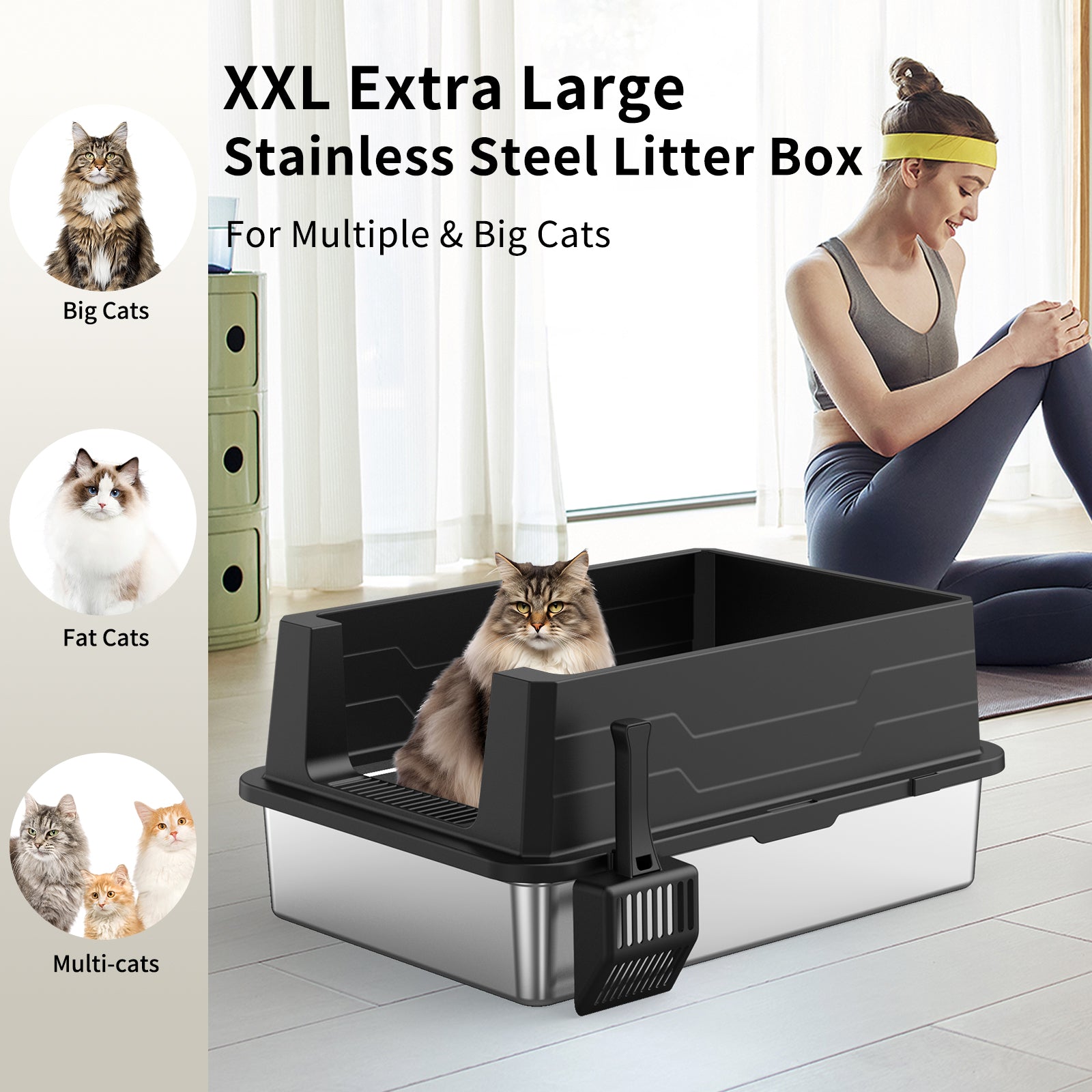 STAINLESS STEEL CAT LITTER BOX BIG SIZE WITHOUT COVER