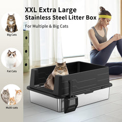 STAINLESS STEEL CAT LITTER BOX BIG SIZE WITHOUT COVER