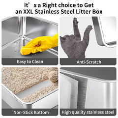 STAINLESS STEEL CAT LITTER BOX BIG SIZE WITHOUT COVER