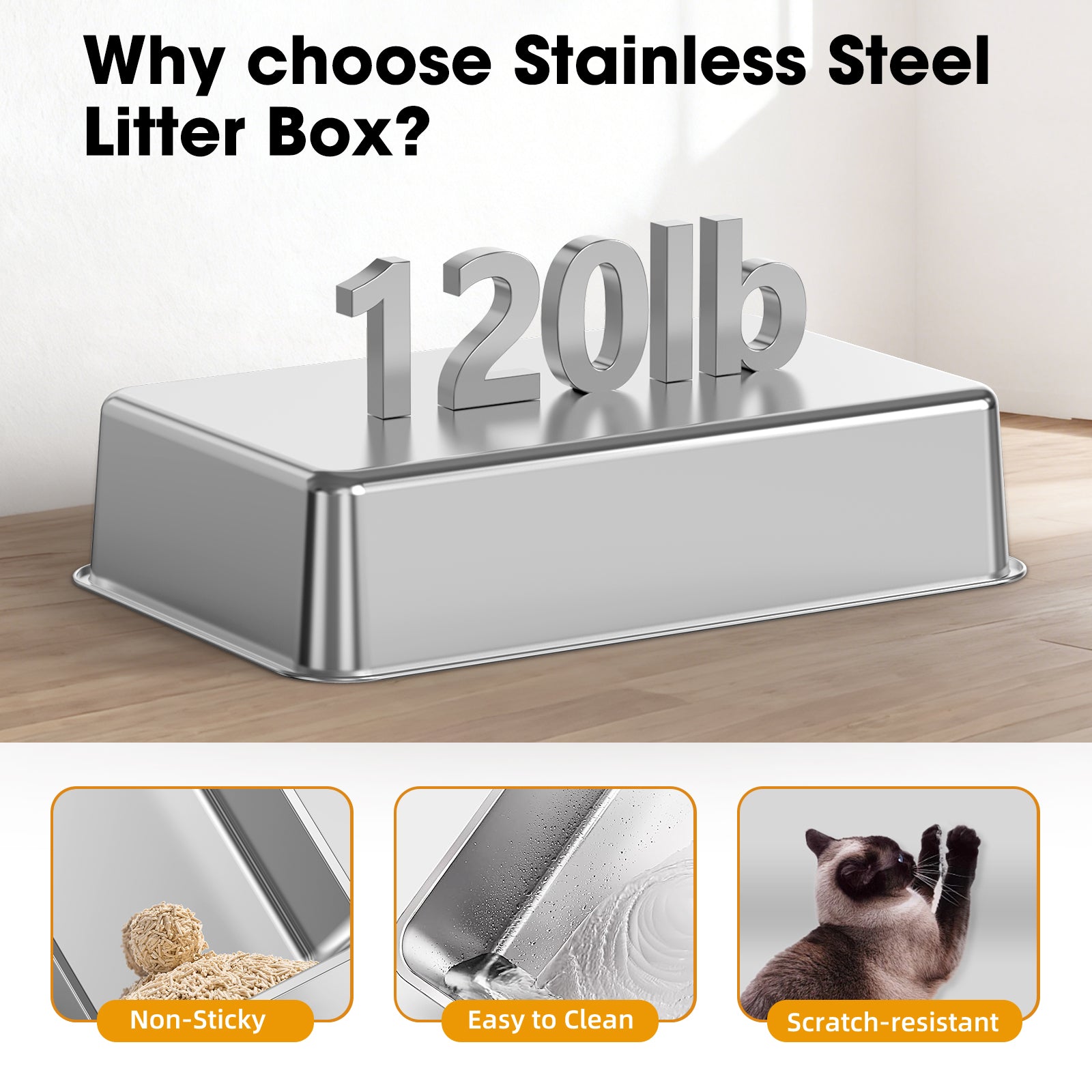 STAINLESS STEEL CAT LITTER BOX