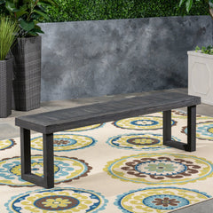 Outdoor Acacia Wood Dining Bench,Dark Grey
