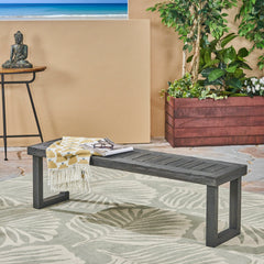 Outdoor Acacia Wood Dining Bench,Dark Grey