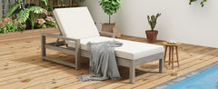 TREXM Outdoor Lounge Chairs Set of 2, 5-Position Chaise Lounge Outdoor, Patio Chaise Lounge with Cushion & Adjustable Backrest, Pool Lounge Chairs Set of 2 for Backyard, Deck, and Lawn, Gray