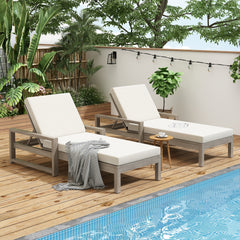 TREXM Outdoor Lounge Chairs Set of 2, 5-Position Chaise Lounge Outdoor, Patio Chaise Lounge with Cushion & Adjustable Backrest, Pool Lounge Chairs Set of 2 for Backyard, Deck, and Lawn, Gray