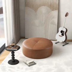Rochelin Tan Leather Ottoman 36'' Floor Footrest Cushion