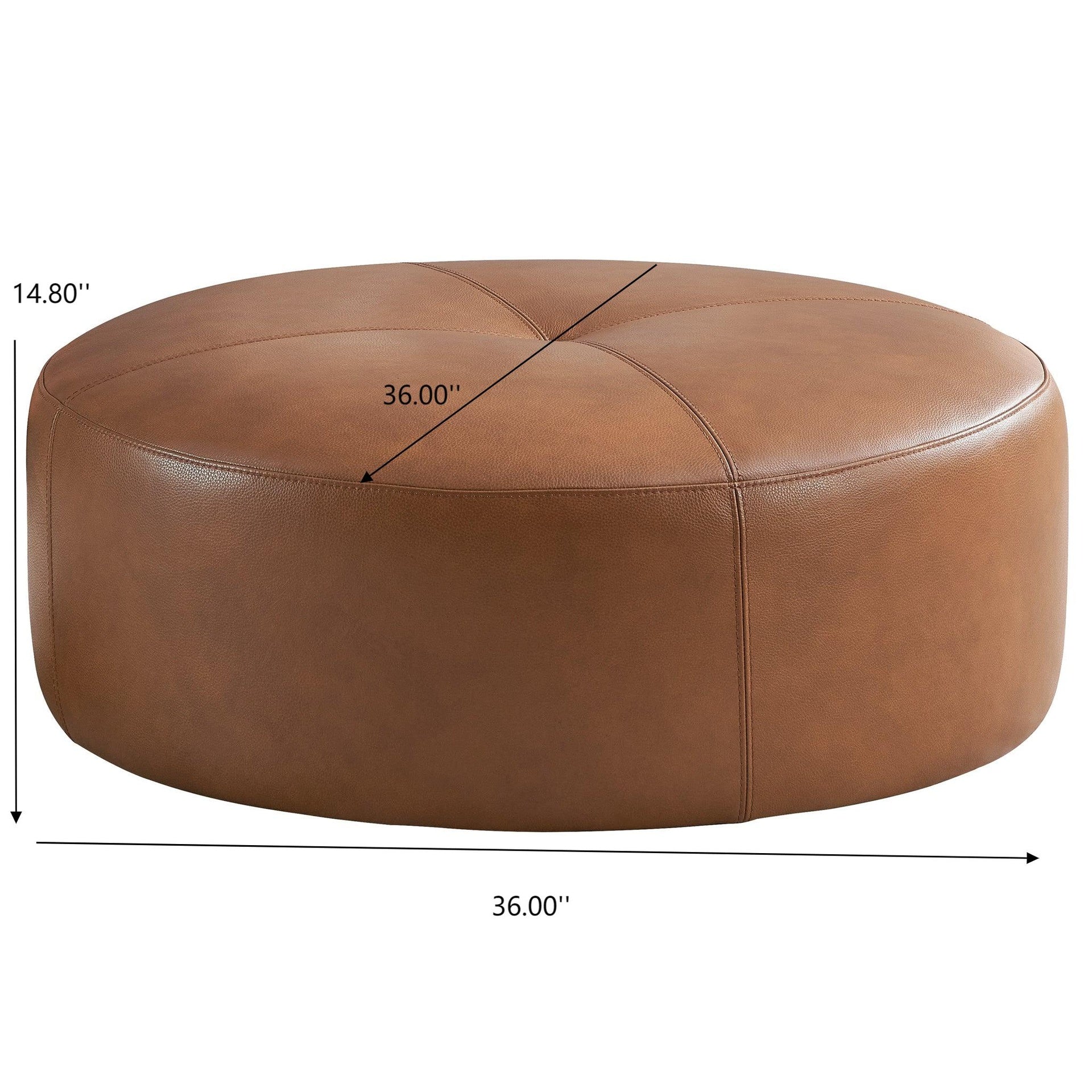 Rochelin Tan Leather Ottoman 36'' Floor Footrest Cushion
