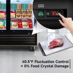 Glass Door Merchandiser Freezer 44.7 Cu.ft Swing Door Commercial Reach-In Display Freezers with LED Top Panel Upright Freeze Storage