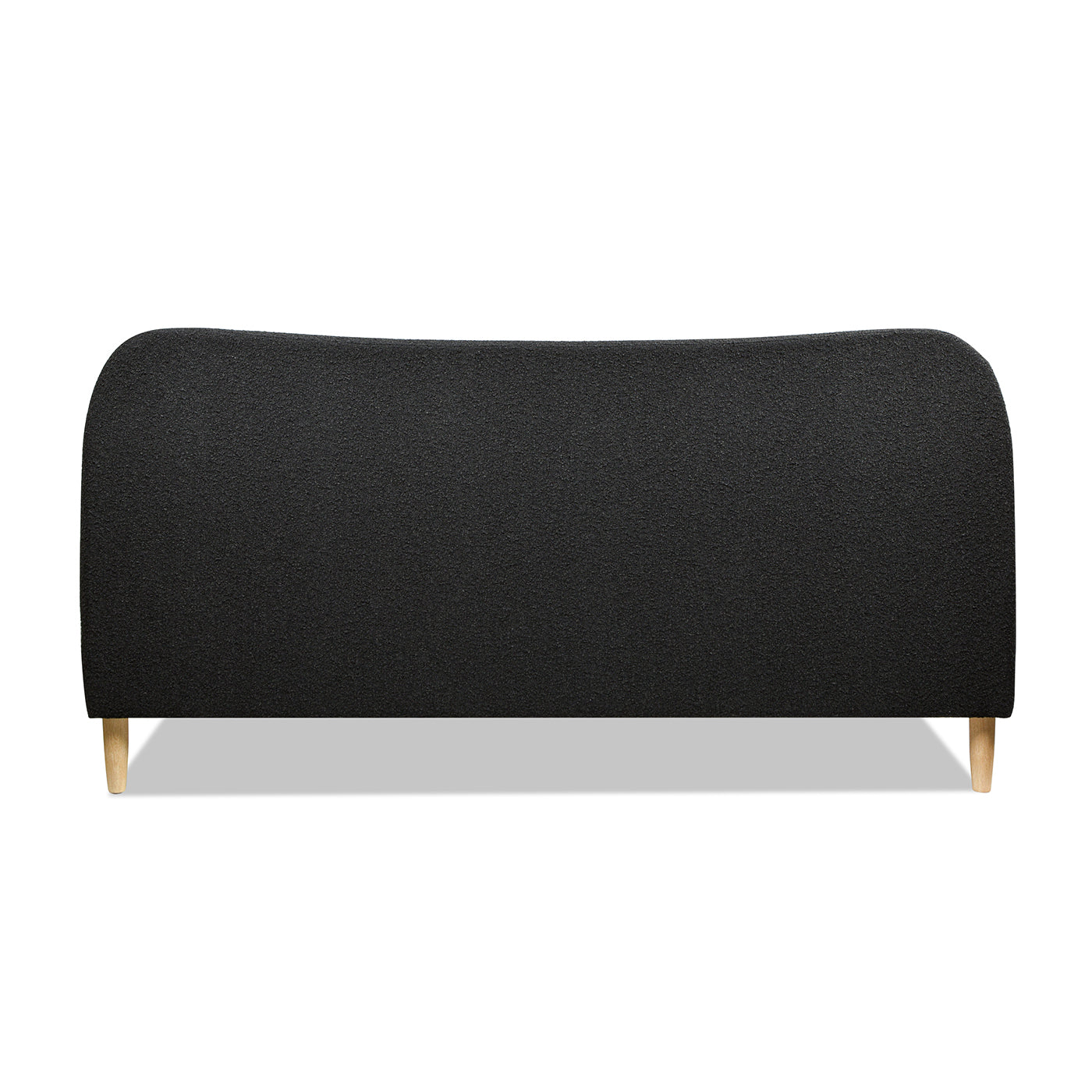 Roman Curved Headboard Upholstered Platform Bed, King, Ebony Black Boucle