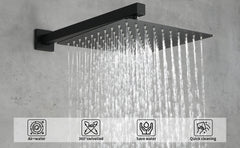 Male NPT Bathtub Shower Faucet Set, Waterfall Tub Faucet with 12-Inch Matte Black Rain Shower Head System