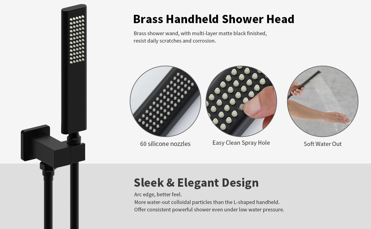 Male NPT Bathtub Shower Faucet Set, Waterfall Tub Faucet with 12-Inch Matte Black Rain Shower Head System