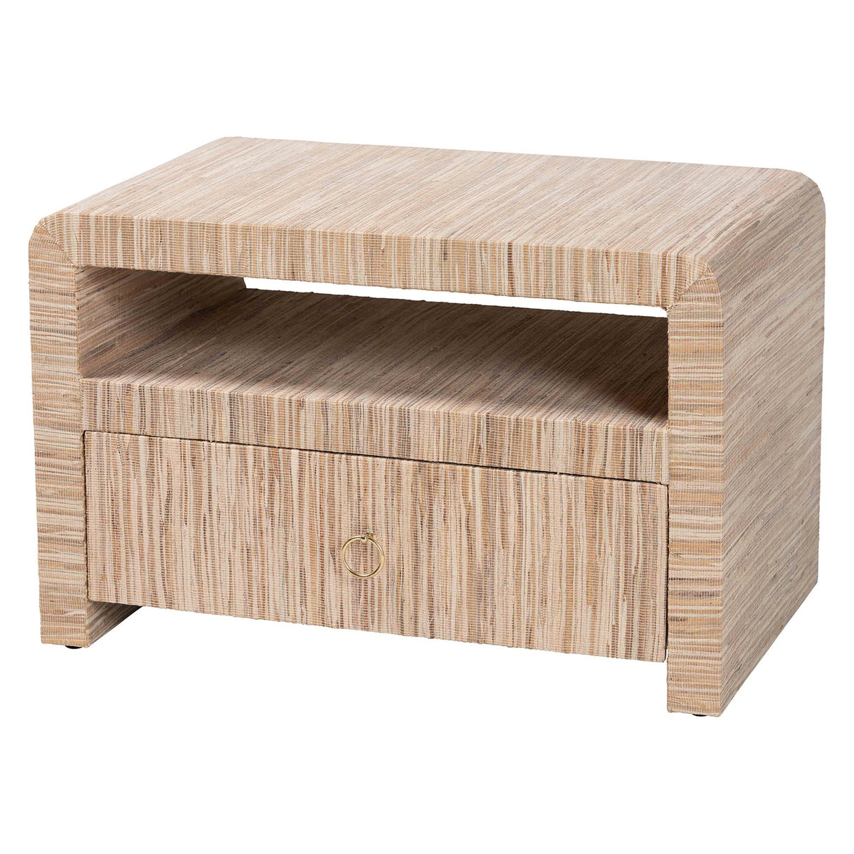 Bohemian Woven Grasscloth 1-Drawer Nightstand