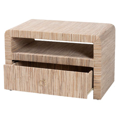 Bohemian Woven Grasscloth 1-Drawer Nightstand