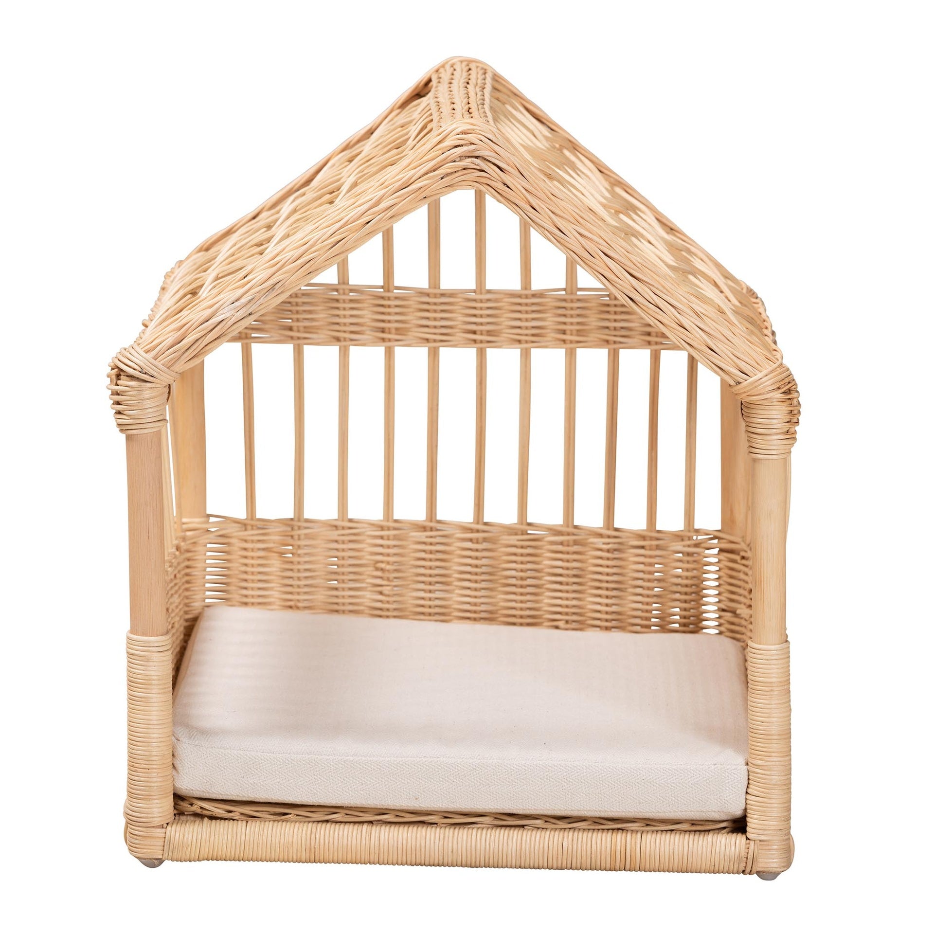 Modern Bohemian Natural Brown Rattan Pet Bed