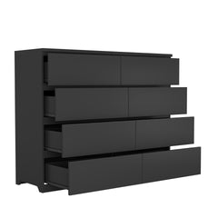 8 Drawers Dresser for Bedroom, Wood Bedroom Dresser Modern Drawer Chest, 8 Chest of Drawer, Tall Dresser for Closet, Dressers Organizer for Living Room, Closet,Black