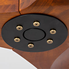 36" Solid Wood Ceiling Fan, Outdoor, 3 Blade, No Light, Walnut, for Patio Living Room Bedroom Porch, Remote Control, Water Resistant