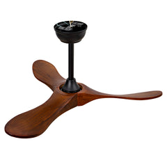 36" Solid Wood Ceiling Fan, Outdoor, 3 Blade, No Light, Walnut, for Patio Living Room Bedroom Porch, Remote Control, Water Resistant