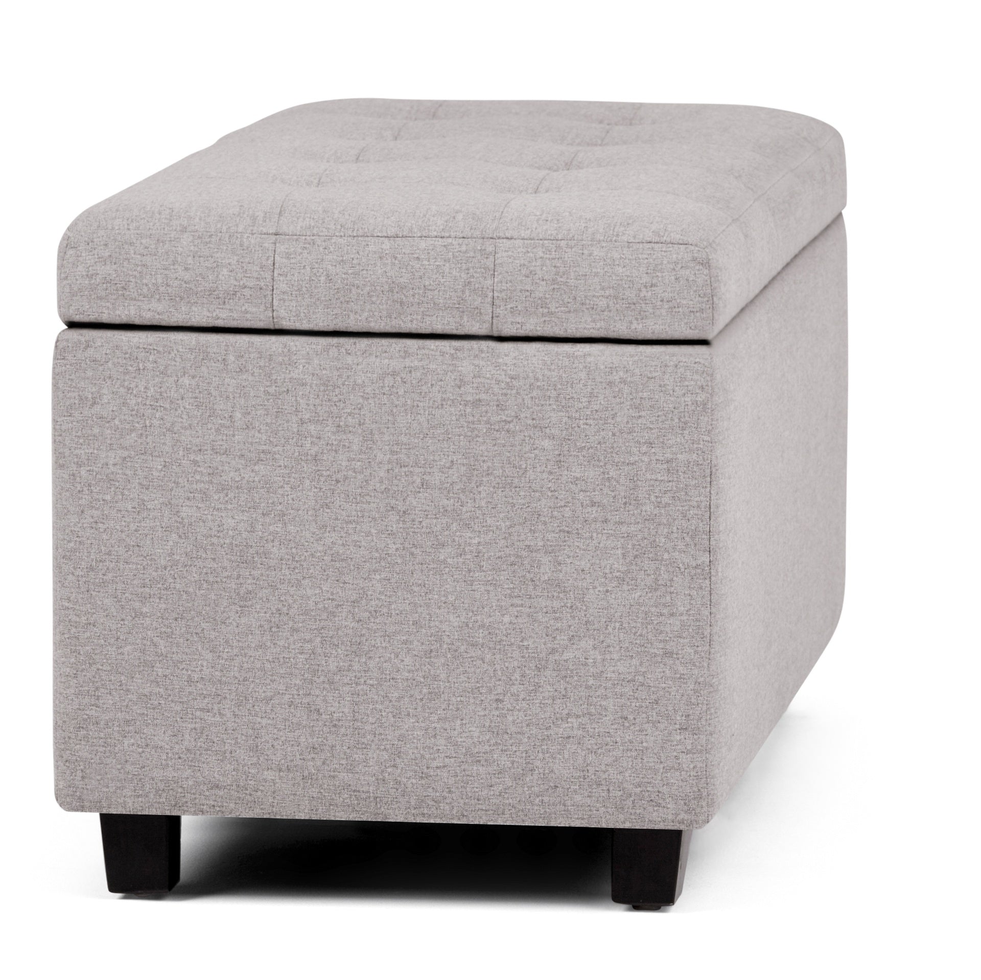 Cosmopolitan 34 inch Wide Storage Ottoman in Cloud Grey Linen-Look Fabric