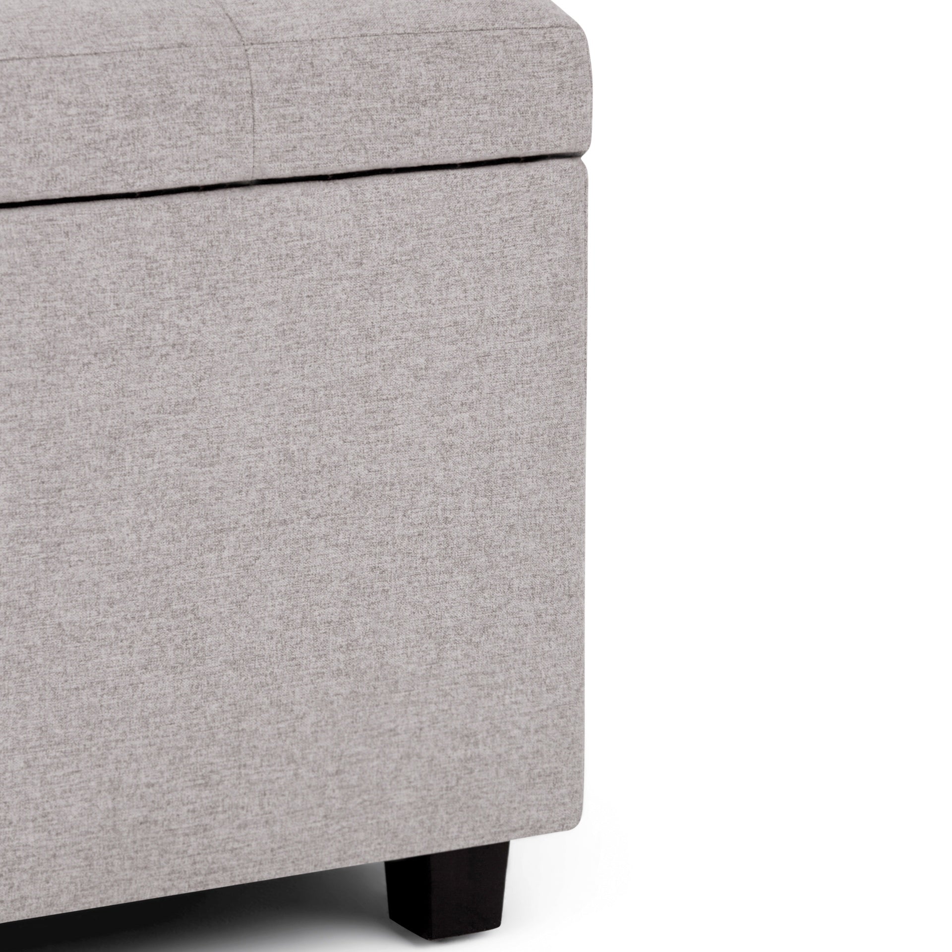 Cosmopolitan 34 inch Wide Storage Ottoman in Cloud Grey Linen-Look Fabric
