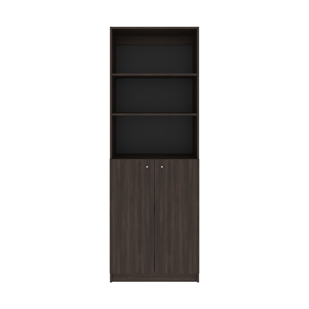 Bookcase Dual-Door Benzoni, Office, Stained Walnut