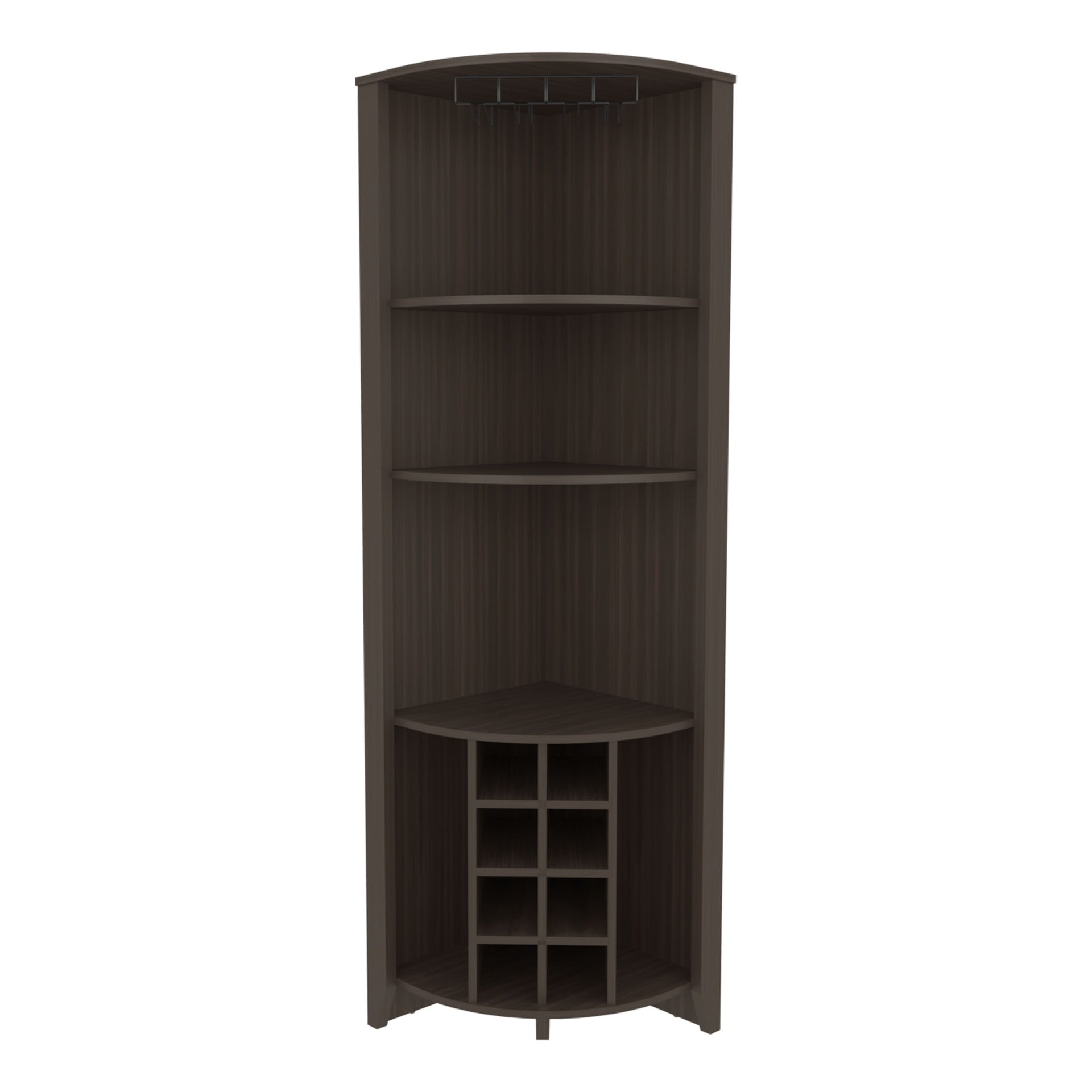 Bouvet Corner Bar Cabinet, Three Shelves, Eight Built-in Wine Rack, Two Side Shelves
