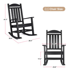 HDPE Outdoor Rocking Chairs, Porch Rocker with High Back, Patio Rockers Weather Resistant Rocking Chairs for Patio, Garden, Backyard