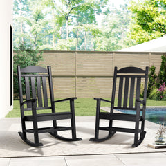 HDPE Outdoor Rocking Chairs, Porch Rocker with High Back, Patio Rockers Weather Resistant Rocking Chairs for Patio, Garden, Backyard