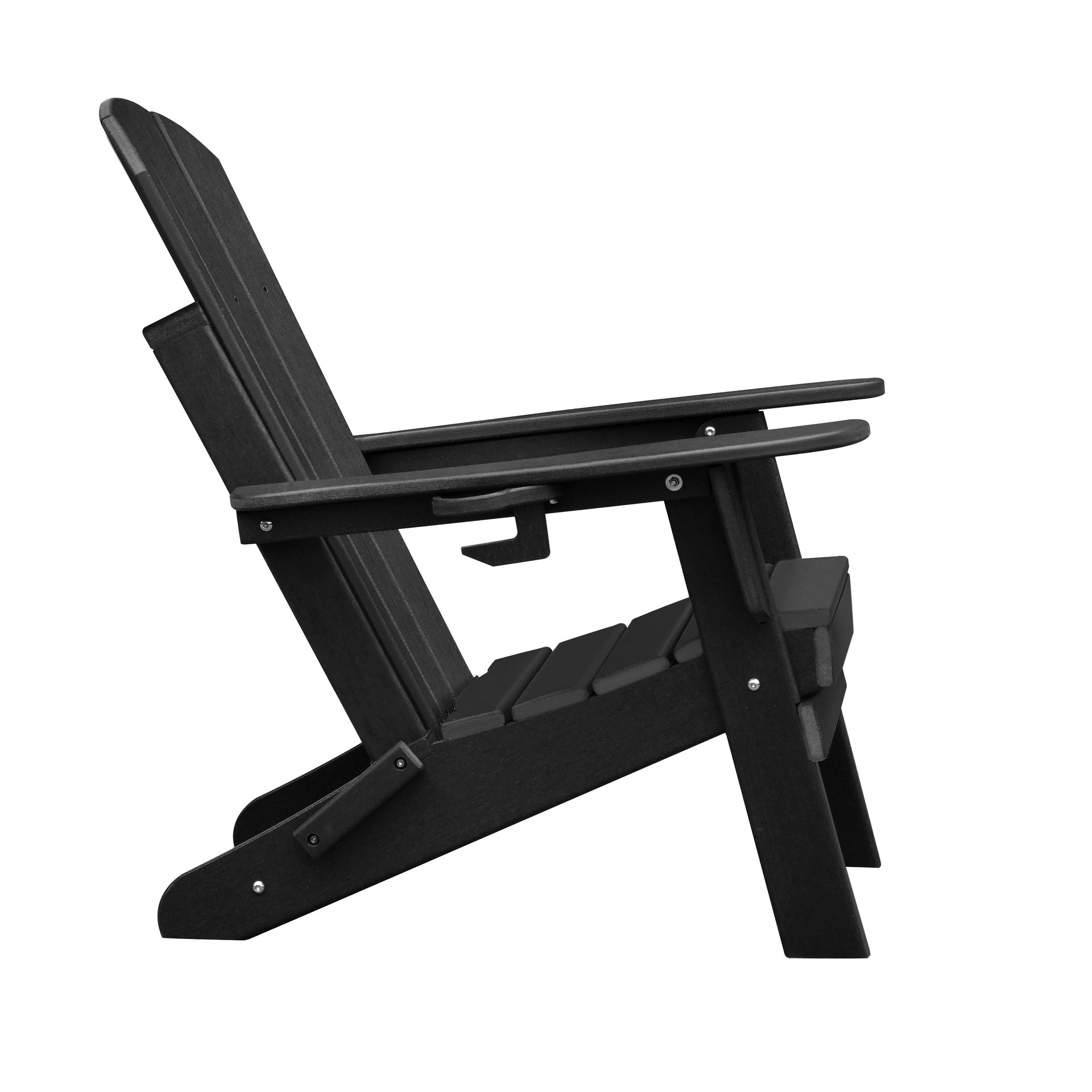 Folding Outdoor Adirondack Chair,HDPE All-weather Folding Fire Pit Chair,  Ergonomic Design Patio Lawn Chair for Outside Deck Garden Backyardf Balcony,Black