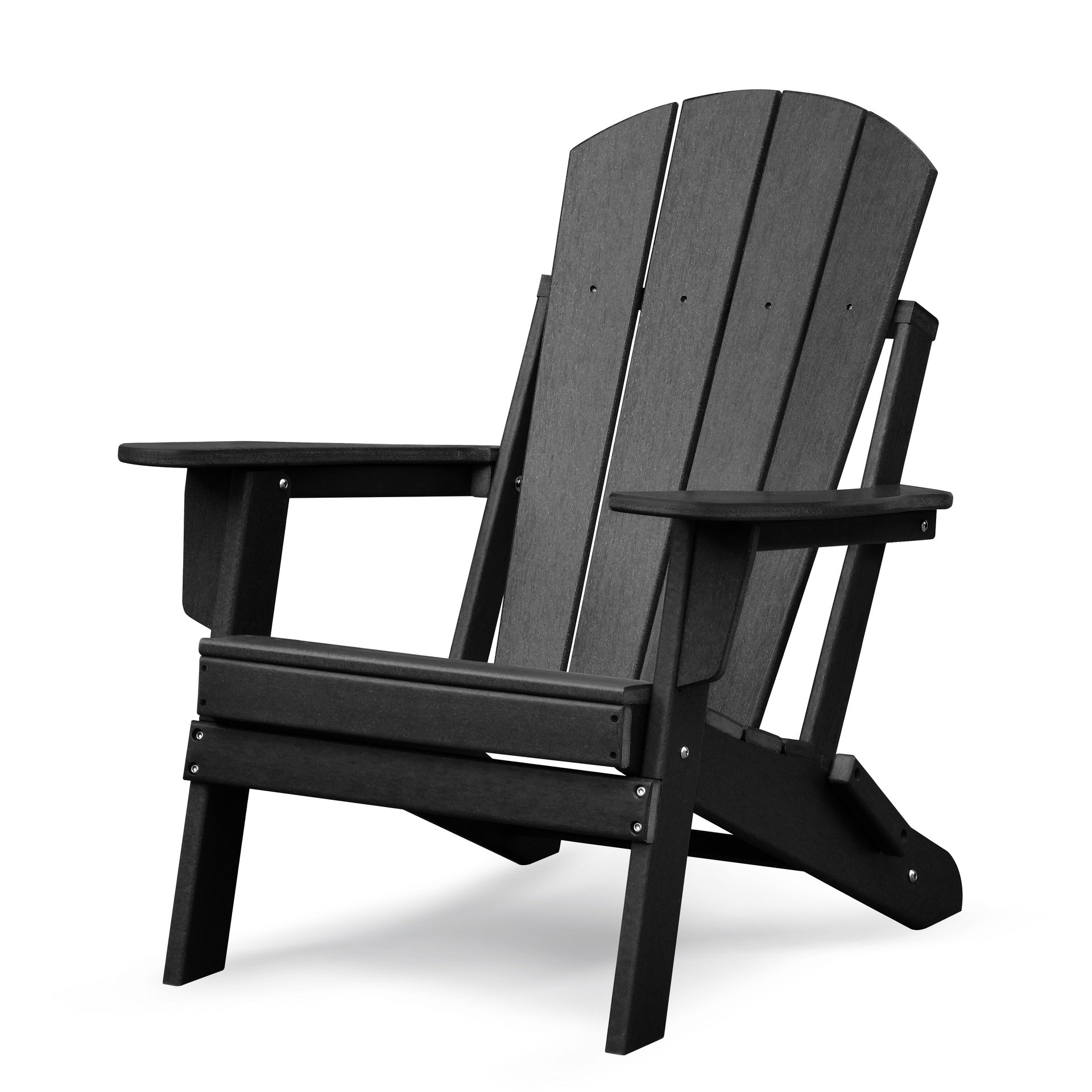 Folding Outdoor Adirondack Chair,HDPE All-weather Folding Fire Pit Chair,  Ergonomic Design Patio Lawn Chair for Outside Deck Garden Backyardf Balcony,Black