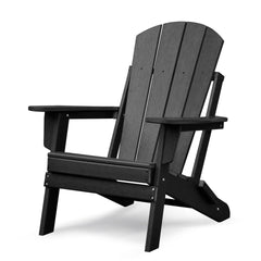 Folding Outdoor Adirondack Chair,HDPE All-weather Folding Fire Pit Chair,  Ergonomic Design Patio Lawn Chair for Outside Deck Garden Backyardf Balcony,Black
