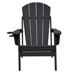 Folding Outdoor Adirondack Chair,HDPE All-weather Folding Fire Pit Chair,  Ergonomic Design Patio Lawn Chair for Outside Deck Garden Backyardf Balcony,Black