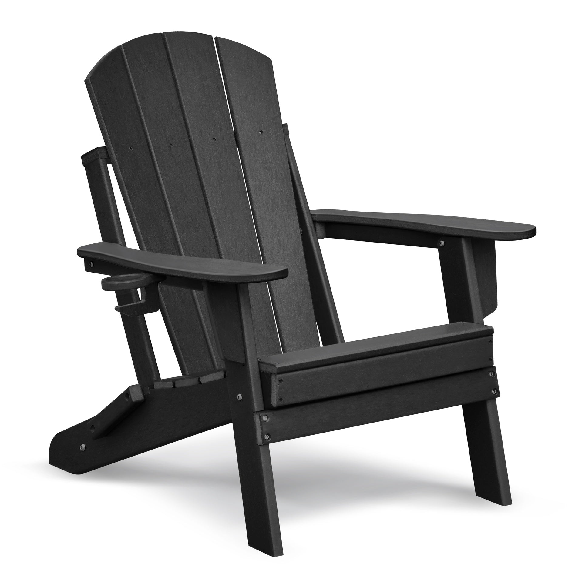 Folding Outdoor Adirondack Chair,HDPE All-weather Folding Fire Pit Chair,  Ergonomic Design Patio Lawn Chair for Outside Deck Garden Backyardf Balcony,Black