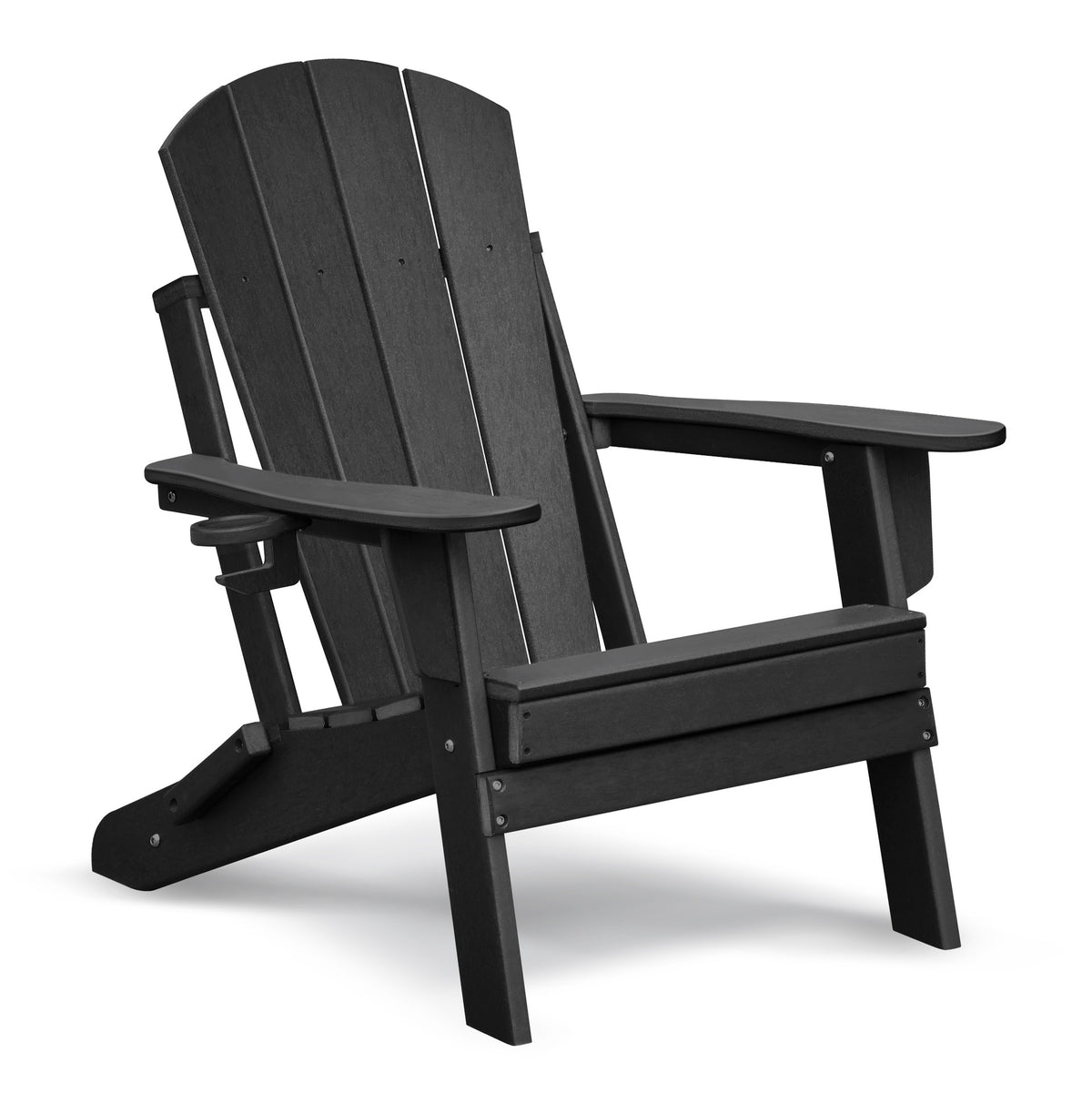 Folding Outdoor Adirondack Chair,HDPE All-weather Folding Fire Pit Chair,  Ergonomic Design Patio Lawn Chair for Outside Deck Garden Backyardf Balcony,Black
