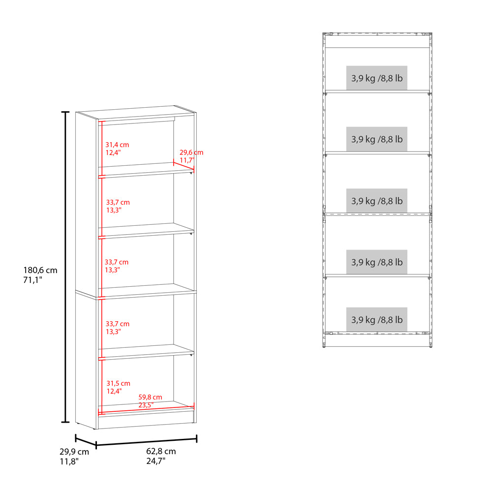 Bookcase 4-Shelves Benzoni, Office, Stained Walnut