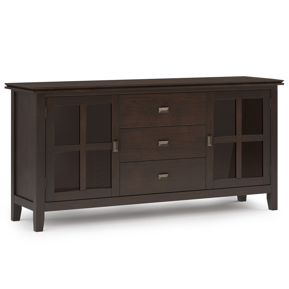 Artisan 60 inch Wide Solid Wood Large Sideboard Buffet in Dark Chestnut Brown