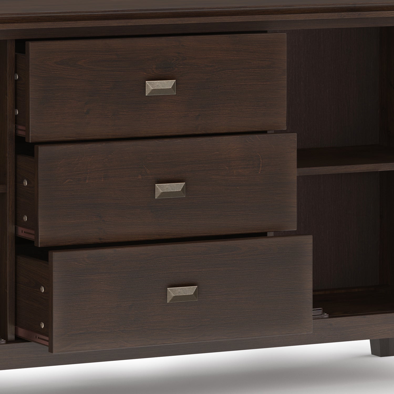 Artisan 60 inch Wide Solid Wood Large Sideboard Buffet in Dark Chestnut Brown