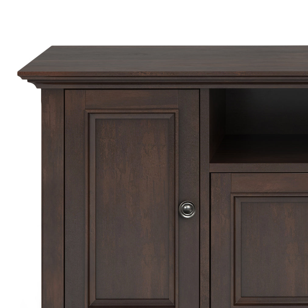 Amherst 72 inch Wide Solid Wood TV Stand in Brunette Brown For TVs up to 80 inches