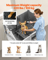 38" Dog Grooming Bath Tub Stainless Steel w/ Stairs Faucet Showerhead