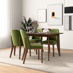 Kaitlyn Mid-Century Modern Green Velvet Dining Chair (Set Of 2) with Solid Wood Legs, 34.3"H x 19.3"W x 23"D Velvet Fabric Upholstered Kitchen Side Chairs