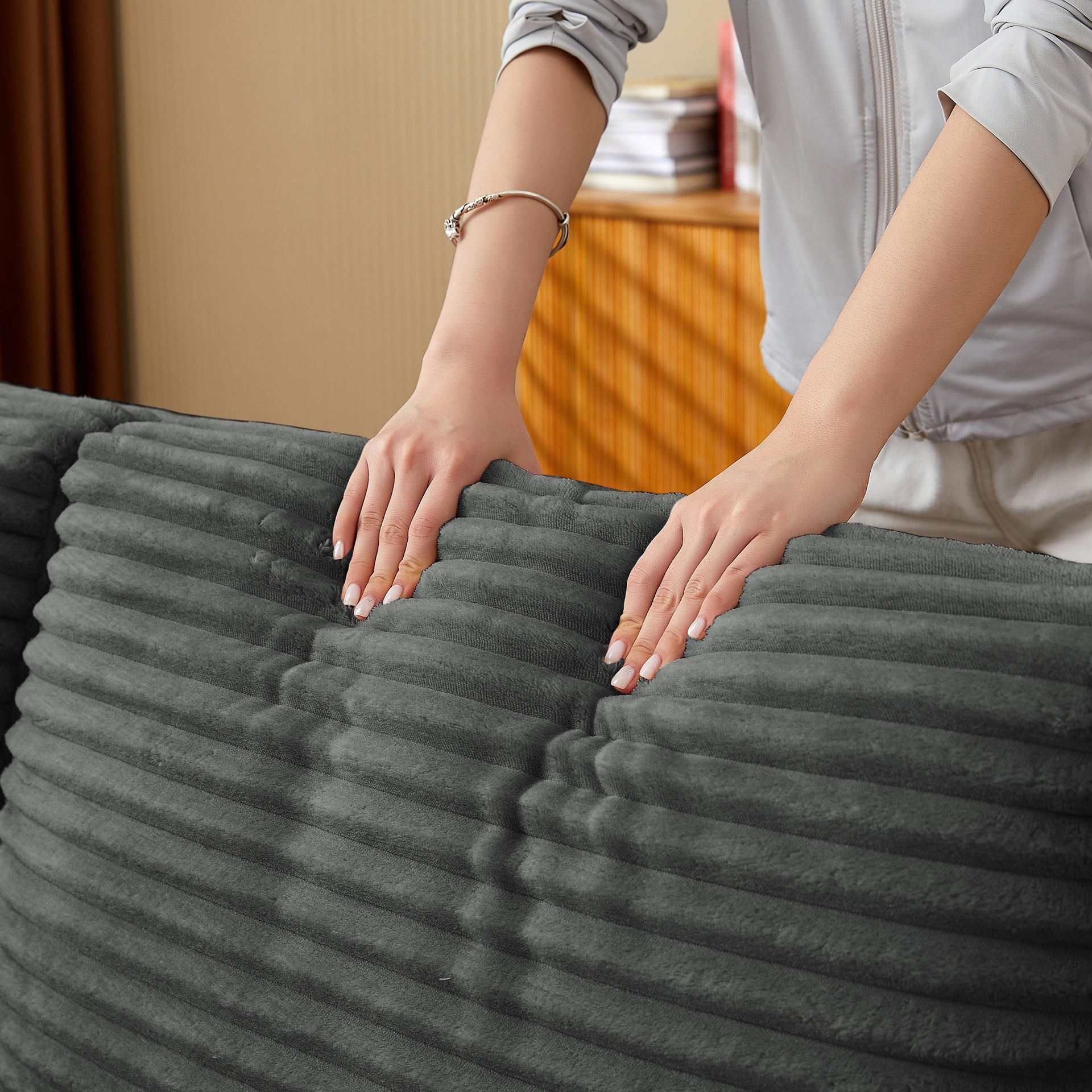 Dark Grey  Fabric Sleeper Sofa Bed