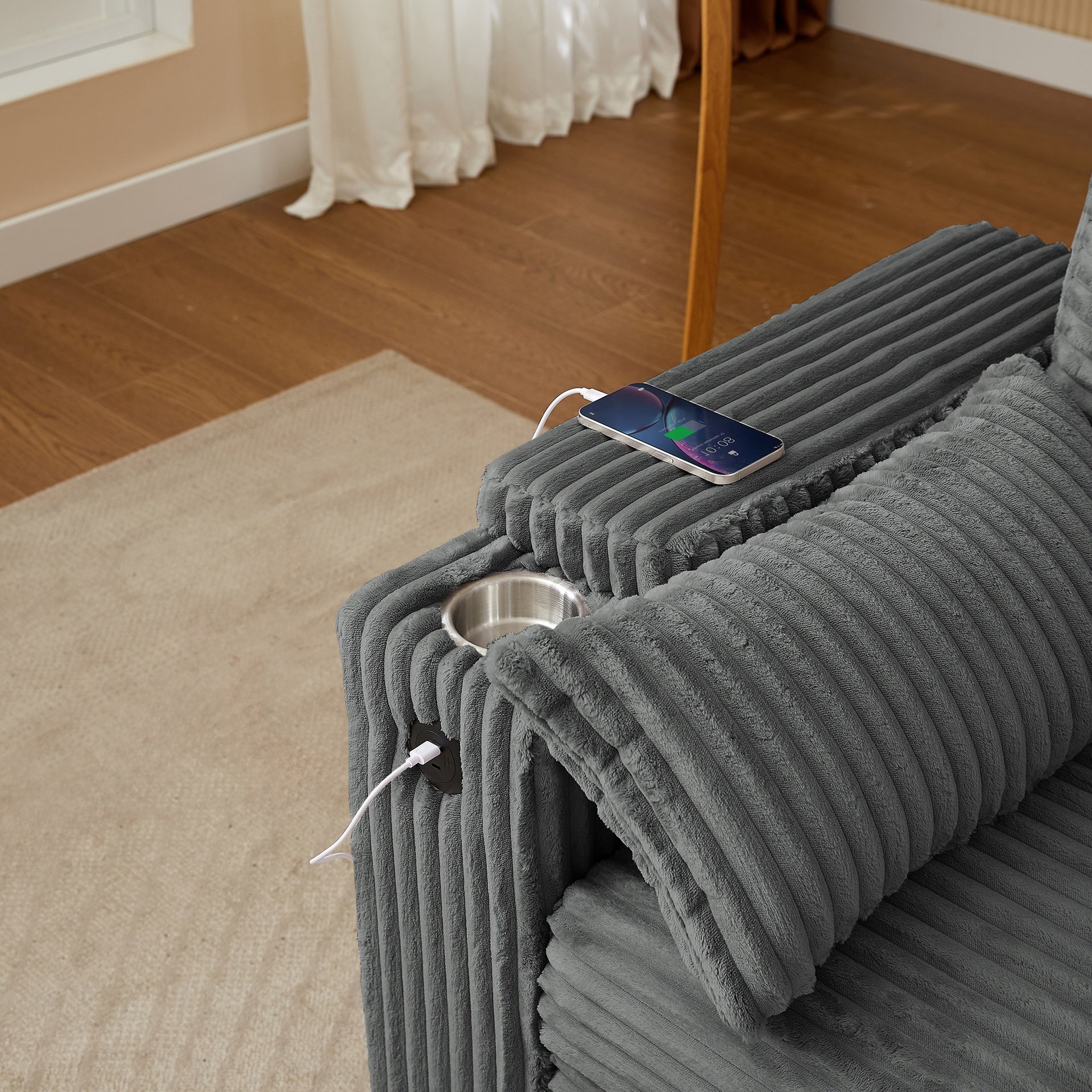 Dark Grey  Fabric Sleeper Sofa Bed