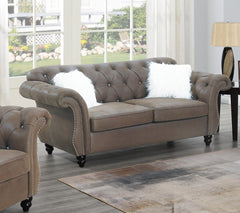Dark Coffee Breathable Leatherette Formal Luxury Look 1pc Loveseat w Pillows Living Room Furniture 2-Seat Couch