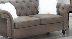 Dark Coffee Breathable Leatherette Formal Luxury Look 1pc Loveseat w Pillows Living Room Furniture 2-Seat Couch
