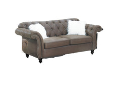 Dark Coffee Breathable Leatherette Formal Luxury Look 1pc Loveseat w Pillows Living Room Furniture 2-Seat Couch