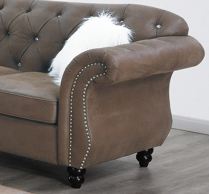 Dark Coffee Breathable Leatherette Formal Luxury Look 1pc Loveseat w Pillows Living Room Furniture 2-Seat Couch