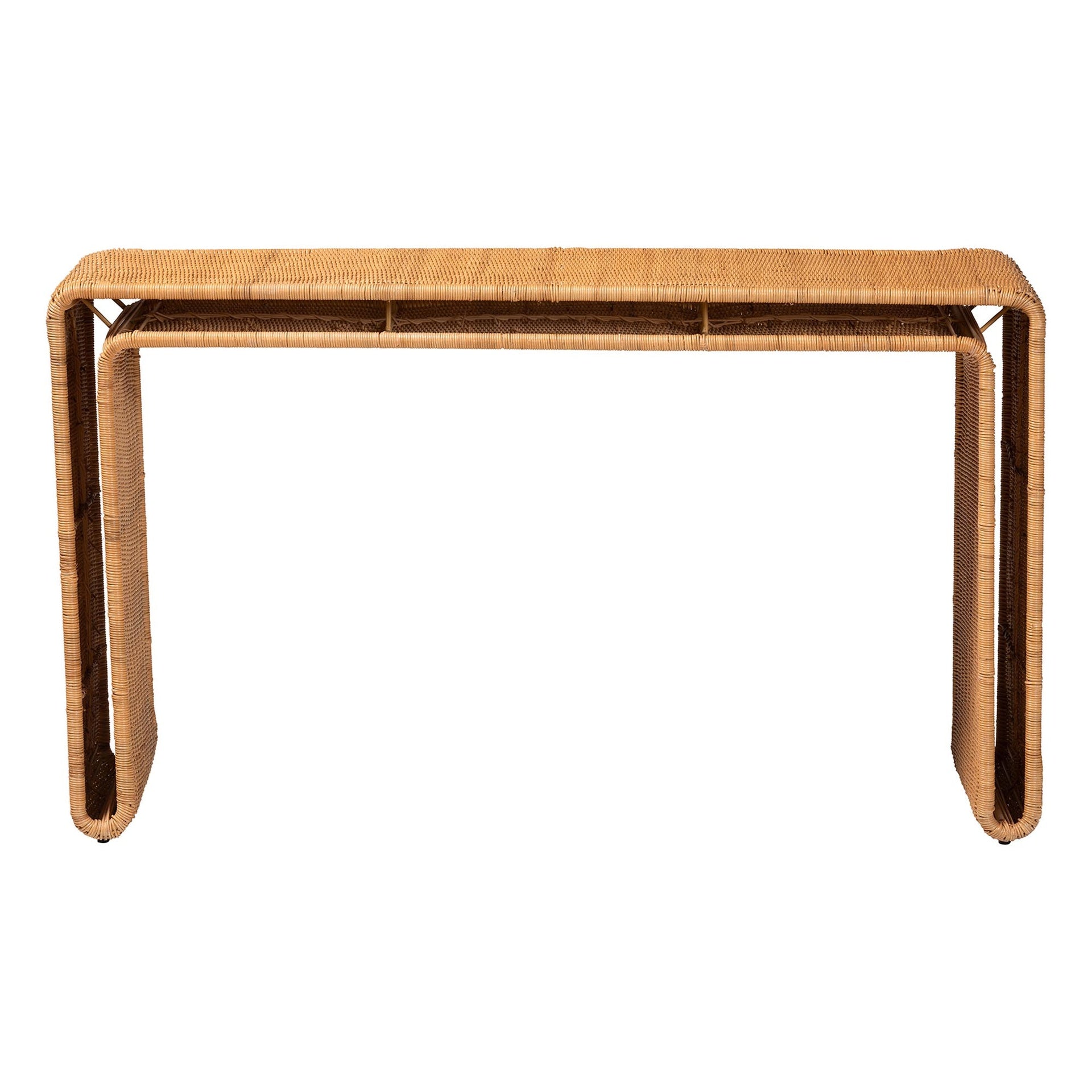 Bohemian Light Honey Rattan Console Table