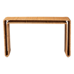 Bohemian Light Honey Rattan Console Table