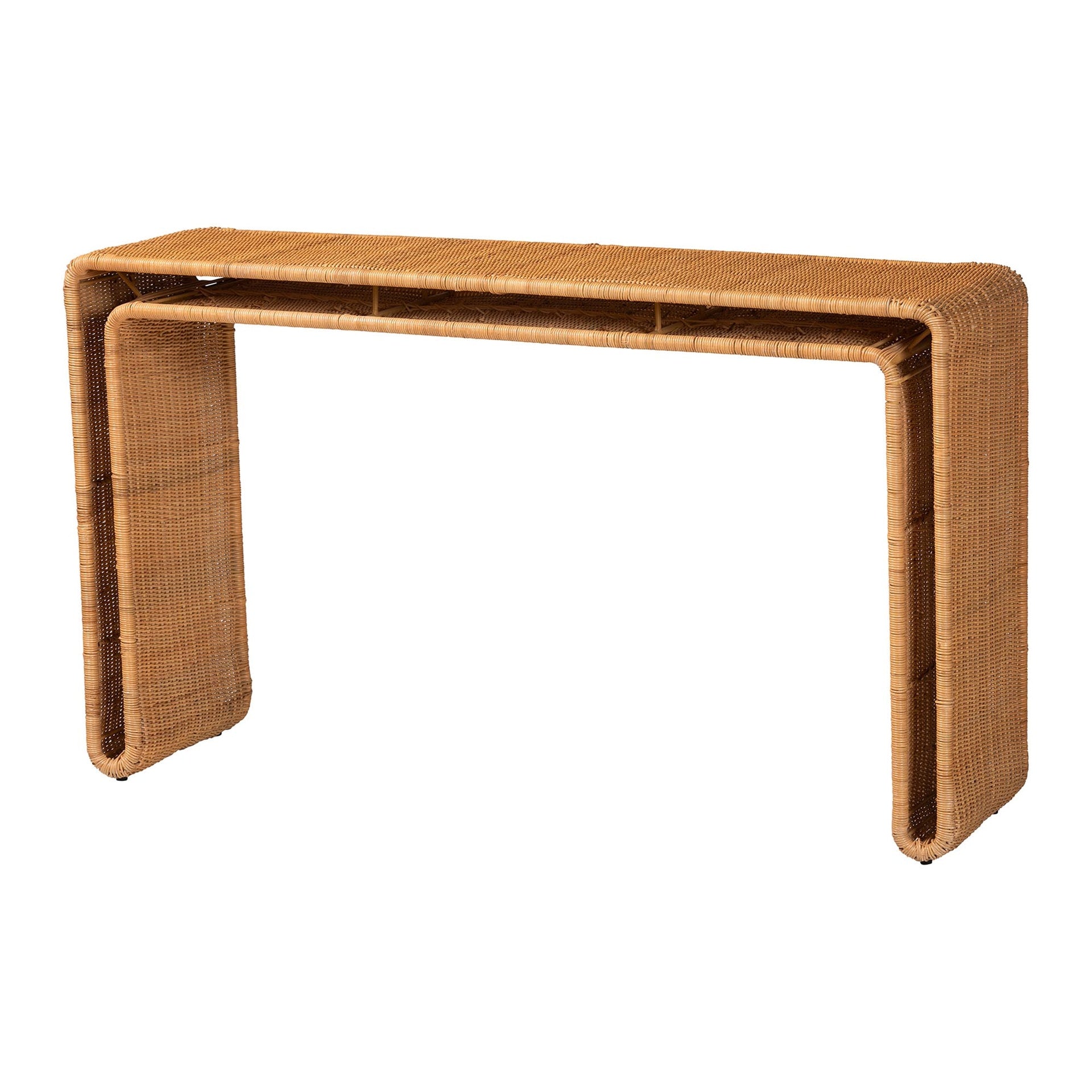 Bohemian Light Honey Rattan Console Table
