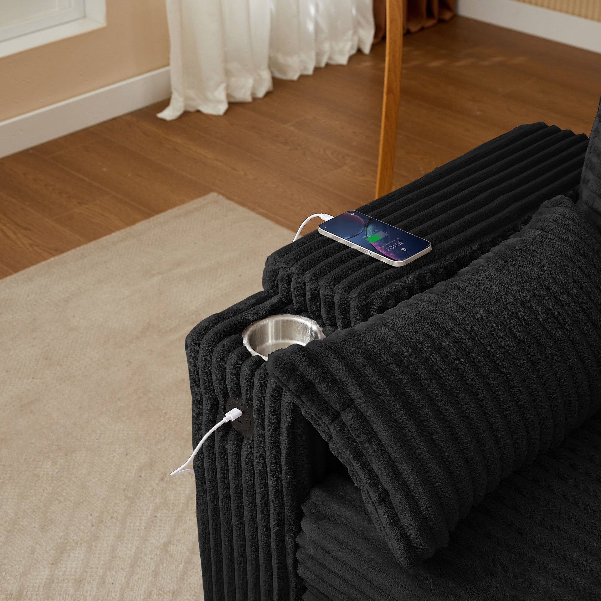 Black  Fabric Sleeper Sofa Bed
