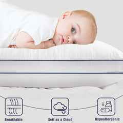 2 Pack Bed Pillows - Standard Size Set of 2, Soft Down Alternative Fill, Supportive for All Sleepers, White