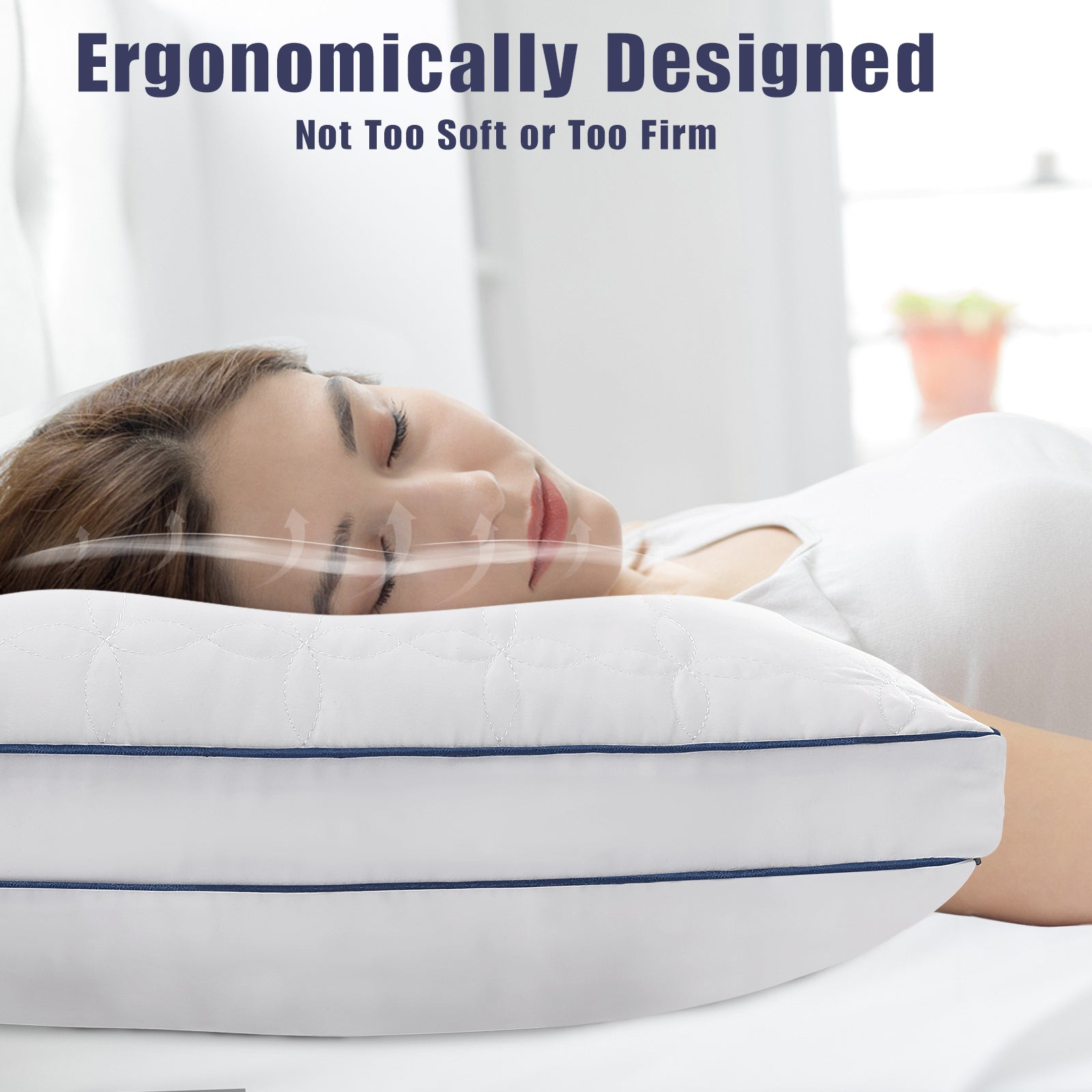 2 Pack Bed Pillows - Standard Size Set of 2, Soft Down Alternative Fill, Supportive for All Sleepers, White